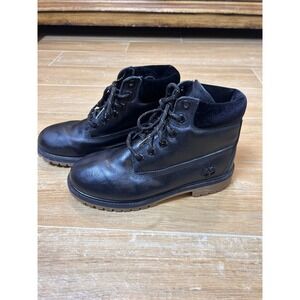 Timberland Premium Waterproof Boots Black Leather Primaloft Boys‎ 5.5 (7 women)